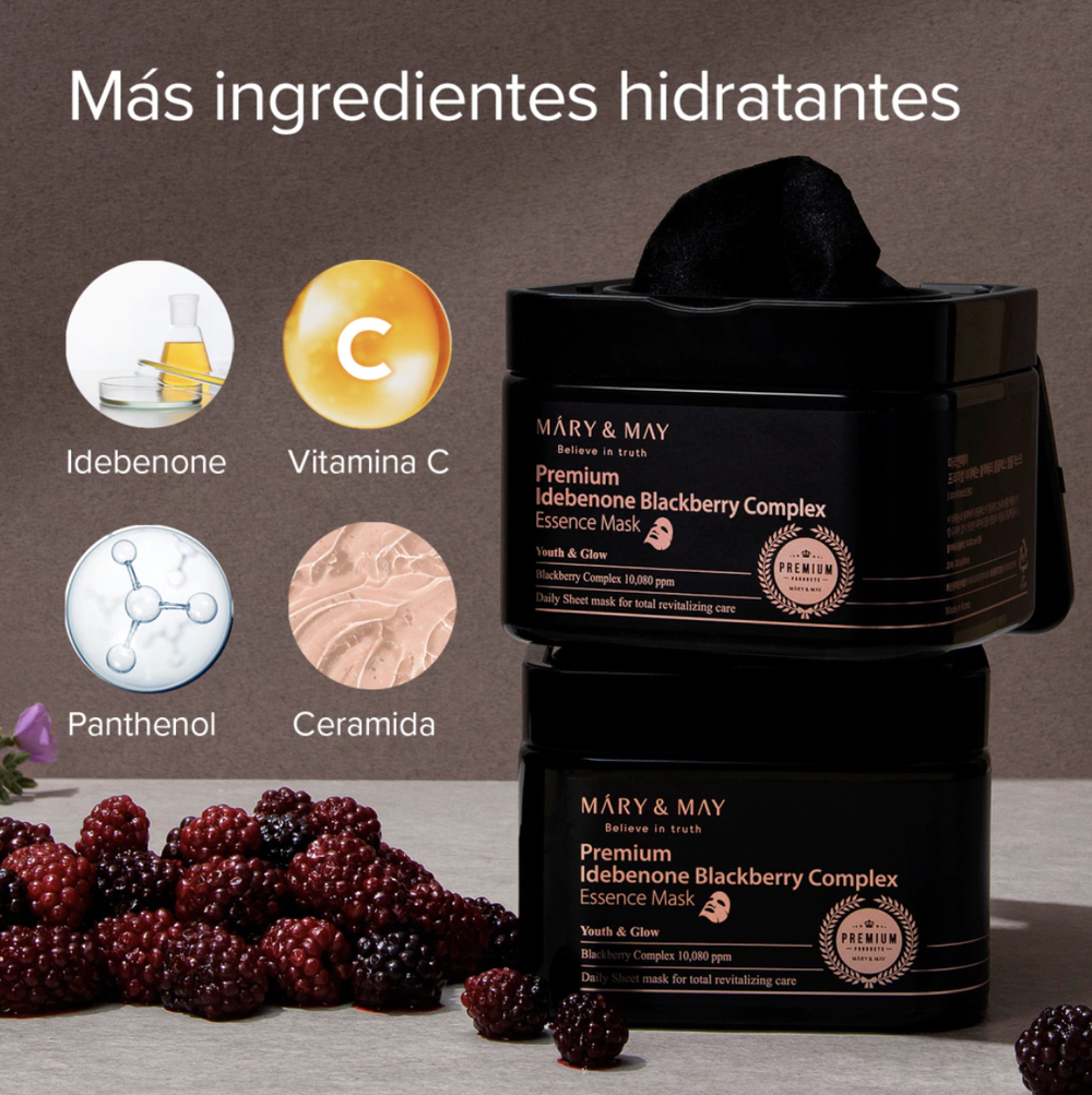 MARY&MAY IDEBENONE BLACKBERRY COMPLEX ESSENCE MASK ( 20 unidades )